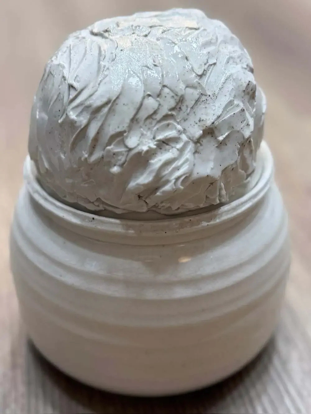Studio Pottery Ceramic Lidded Jar with Sculpted Character Lid
